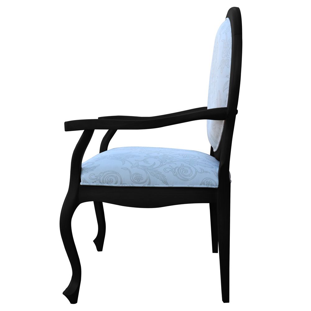 Kit 04 Poltronas Decorativas Sala de Estar Base Madeira Maciça Adrie Sarja Bege/Preto Fosco G36 - Gran Belo