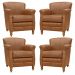 Kit 04 Poltronas Decorativas Sala de Estar Brunei Pés Madeira Couro Mel G58 - Gran Belo