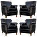 Kit 04 Poltronas Decorativas Sala de Estar Brunei Pés Madeira Preto Couro G58 - Gran Belo
