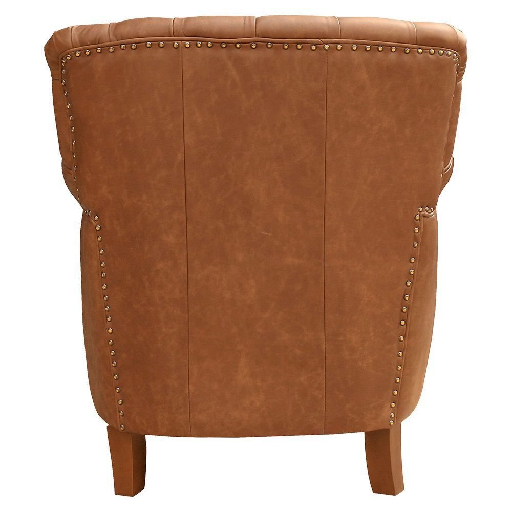 Kit 04 Poltronas Decorativas Sala de Estar Brunei Pés Príncipe Couro Mel G58 - Gran Belo