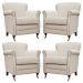 Kit 04 Poltronas Decorativas Sala de Estar Brunei Pés Príncipe Off White Couro G58 - Gran Belo