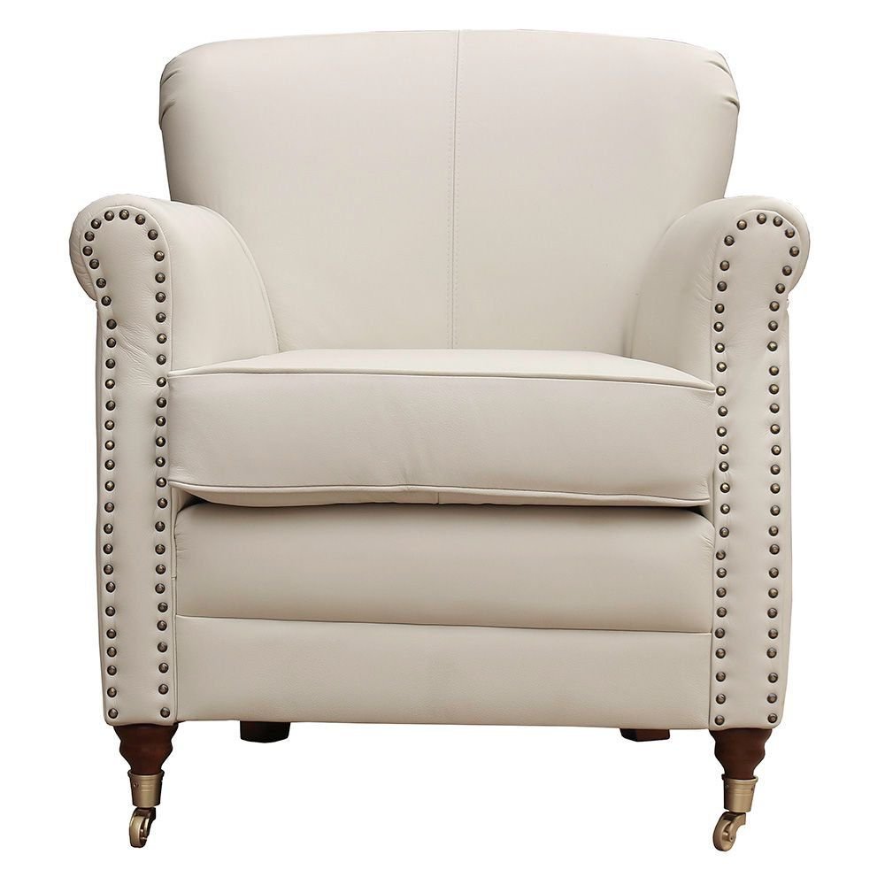 Kit 04 Poltronas Decorativas Sala de Estar Brunei Pés Príncipe Off White Couro G58 - Gran Belo