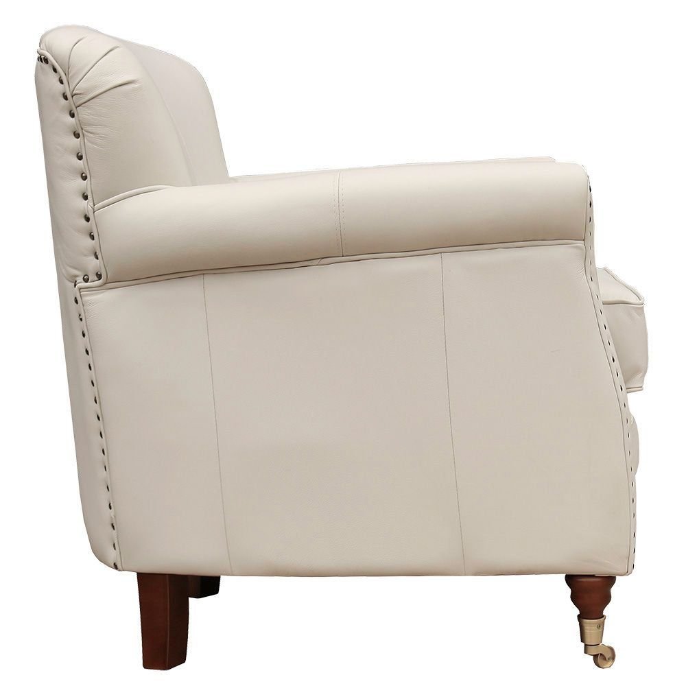 Kit 04 Poltronas Decorativas Sala de Estar Brunei Pés Príncipe Off White Couro G58 - Gran Belo