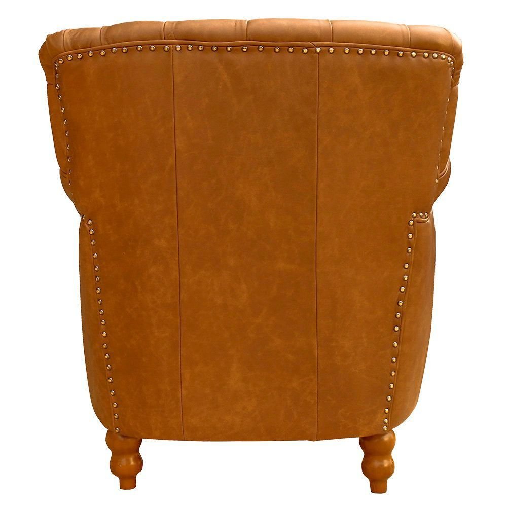 Kit 04 Poltronas Decorativas Sala de Estar Níger Pés Madeira Couro Mel G58 - Gran Belo