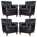 Kit 04 Poltronas Decorativas Sala de Estar Níger Pés Madeira Couro Preto G58 - Gran Belo