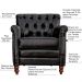 Kit 04 Poltronas Decorativas Sala de Estar Níger Pés Madeira Couro Preto G58 - Gran Belo