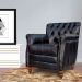 Kit 04 Poltronas Decorativas Sala de Estar Níger Pés Madeira Couro Preto G58 - Gran Belo