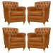 Kit 04 Poltronas Decorativas Sala de Estar Níger Pés Príncipe Couro Mel G58 - Gran Belo