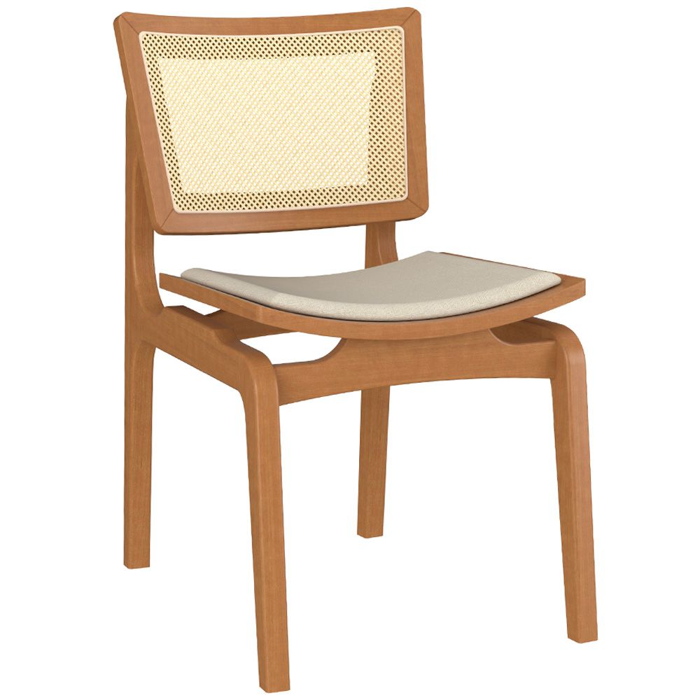 Kit 05 Cadeiras Decorativas Sala de Jantar Madeira Champagne Ravi Linho Bege G60 - Gran Belo