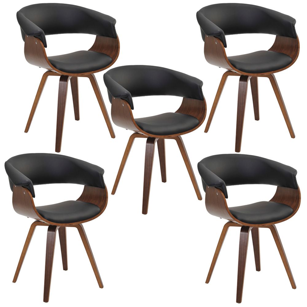 Kit 05 Cadeiras Giratória Decorativa para Sala de Jantar Ohana PU Preto G56 - Gran Belo