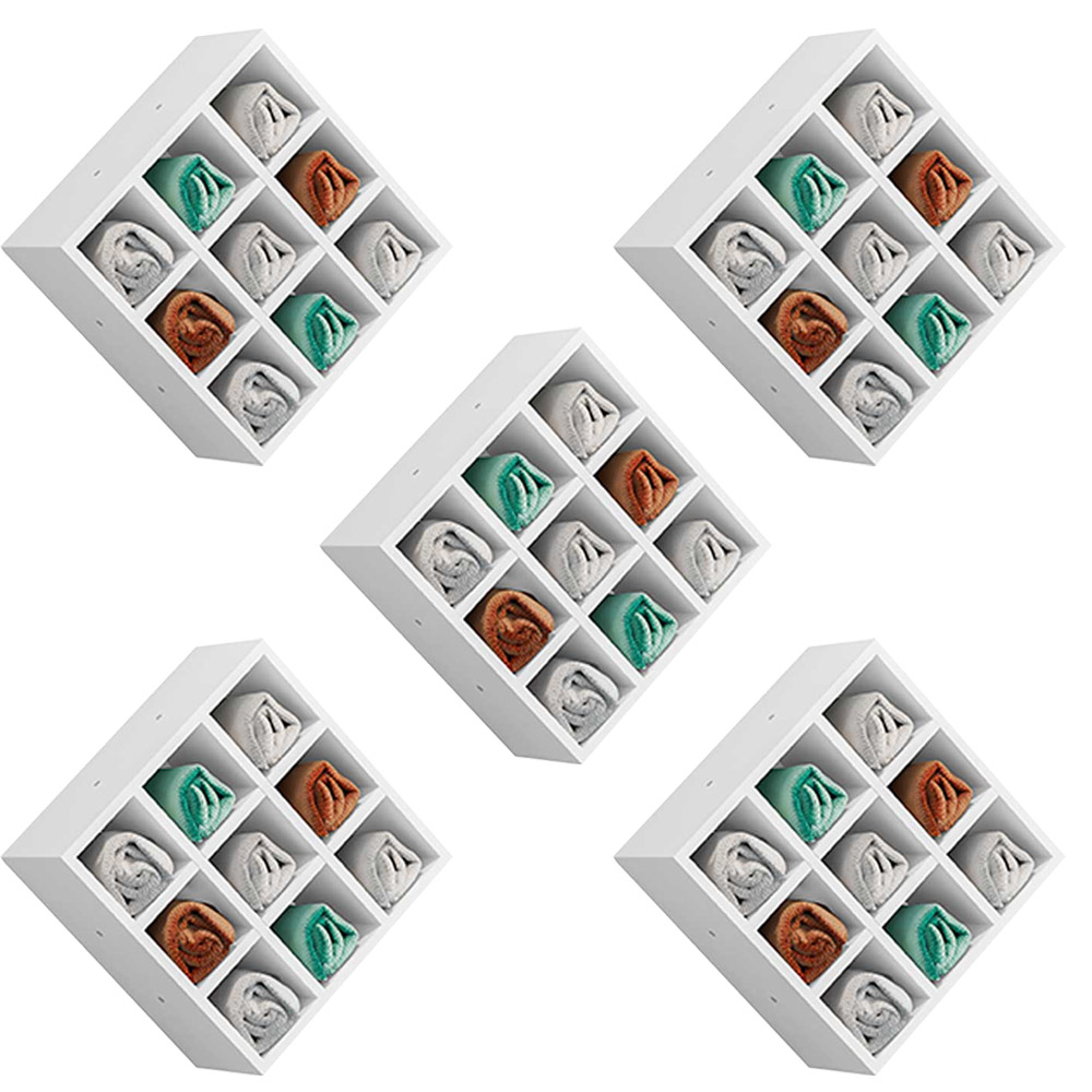 Kit 05 Nichos Porta Toalhas 09 Lugares 40x40cm Branco G01 - Gran Belo