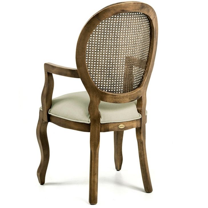 Conjunto Sala de Jantar Mesa Nepal 200cm e 6 Cadeiras com Braço Pigeon  Linho Bege/Off White G13 - Gran Belo Gran Belo GranBelo