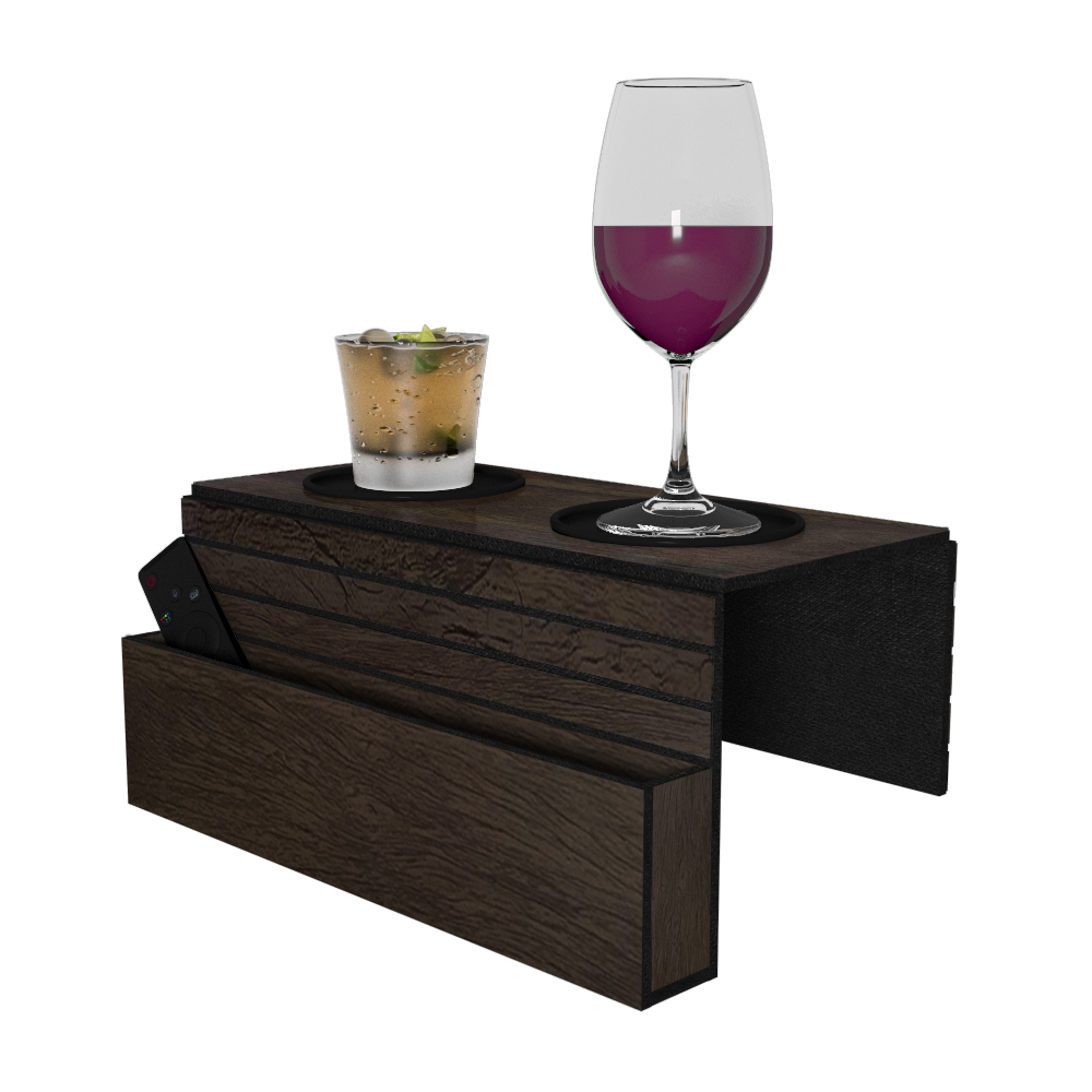 Kit 06 Esteiras Bandejas Com Suporte Para Copos e Controle Para Sofá MDF Tabaco G20 - Gran Belo