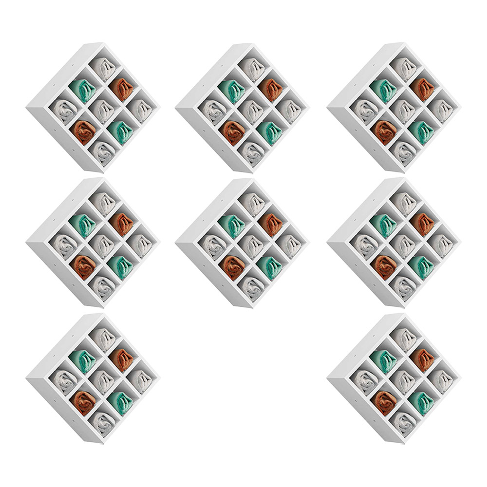 Kit 08 Nichos Porta Toalhas 09 Lugares 40x40cm Branco G01 - Gran Belo