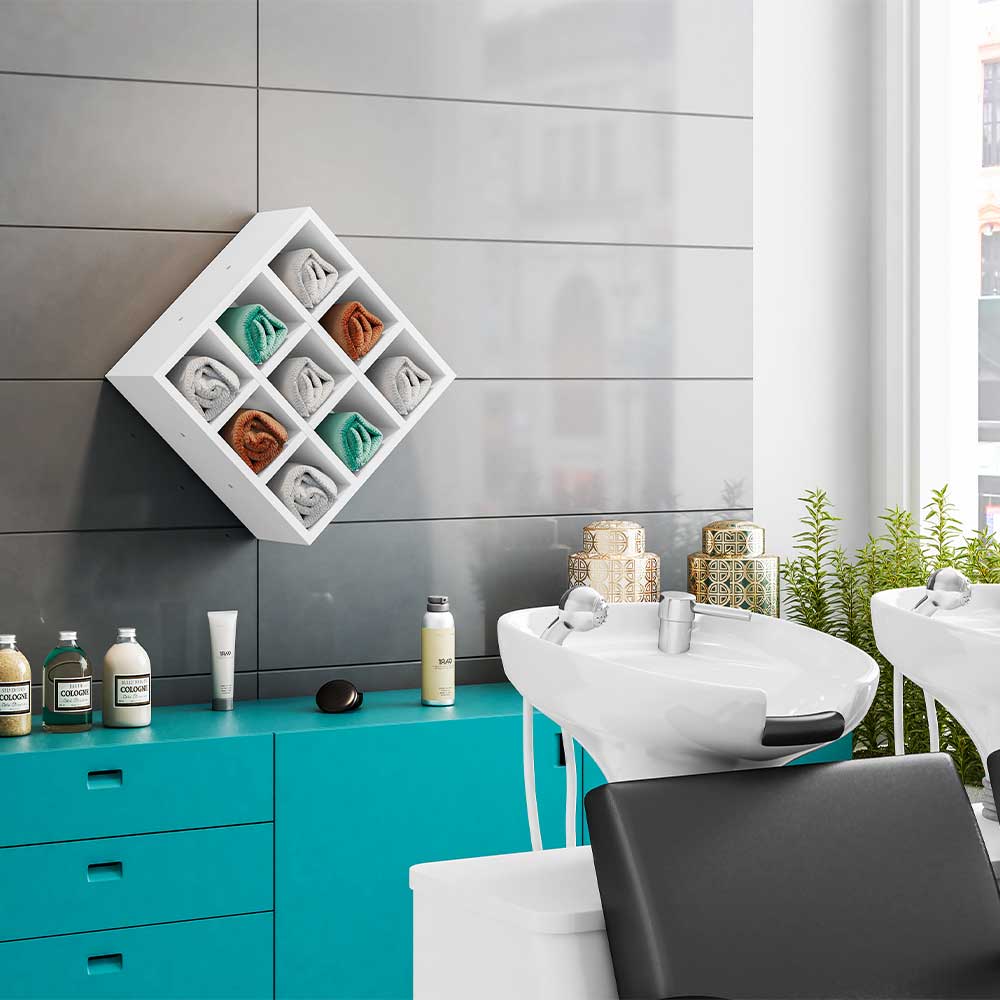 Kit 08 Nichos Porta Toalhas 09 Lugares 40x40cm Branco G01 - Gran Belo