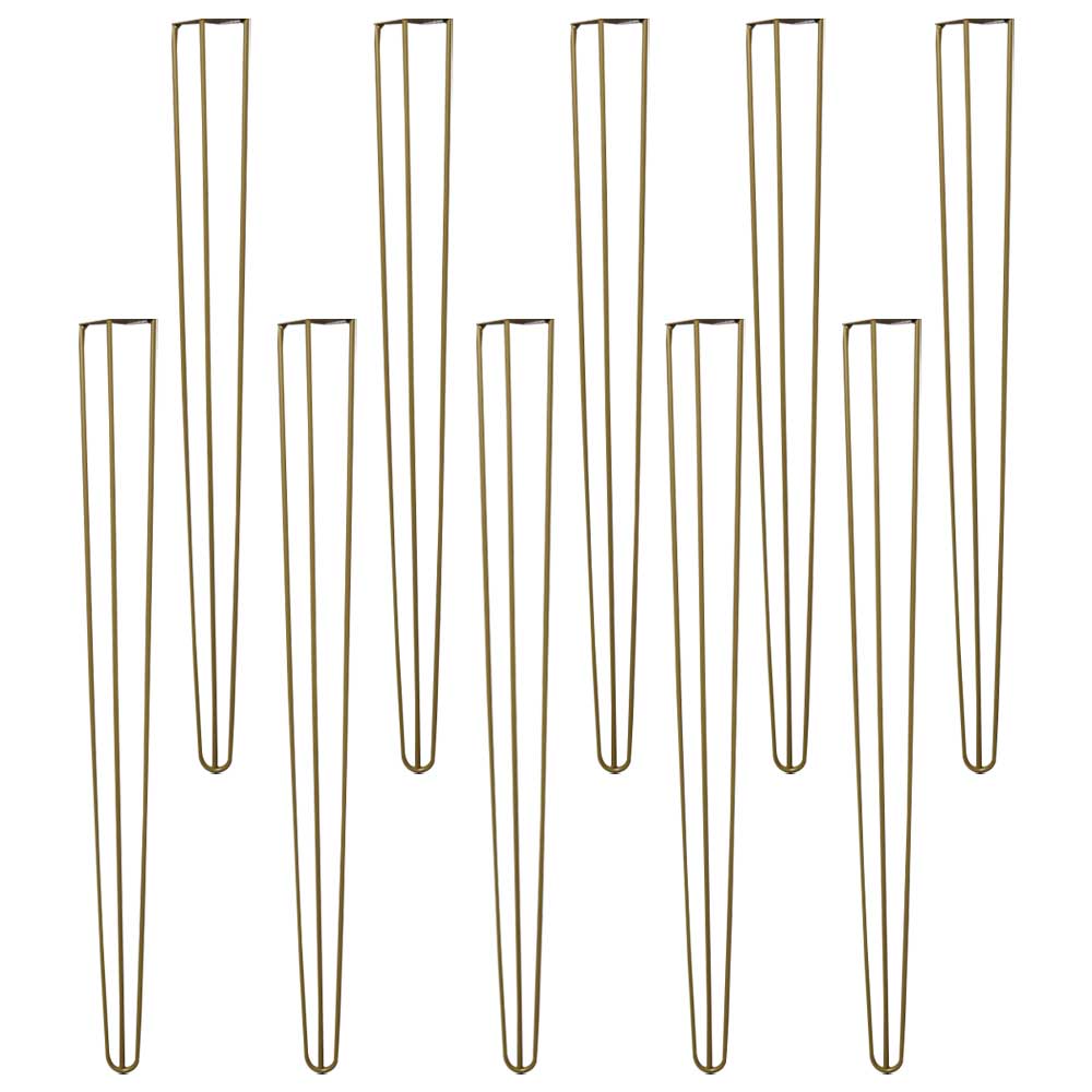 Kit 10 Pés de Metal 90 CM Hairpin Legs Aparador e Mesa de Canto Dourado G41