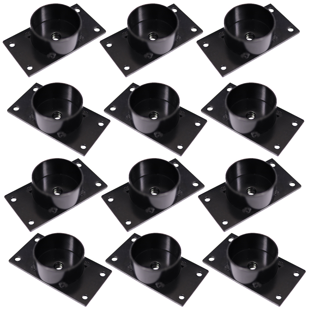 Kit 12 Chapinhas Chapa Reta com Tubo Fixação Pés Palito Rosca 5/16 Preto G59