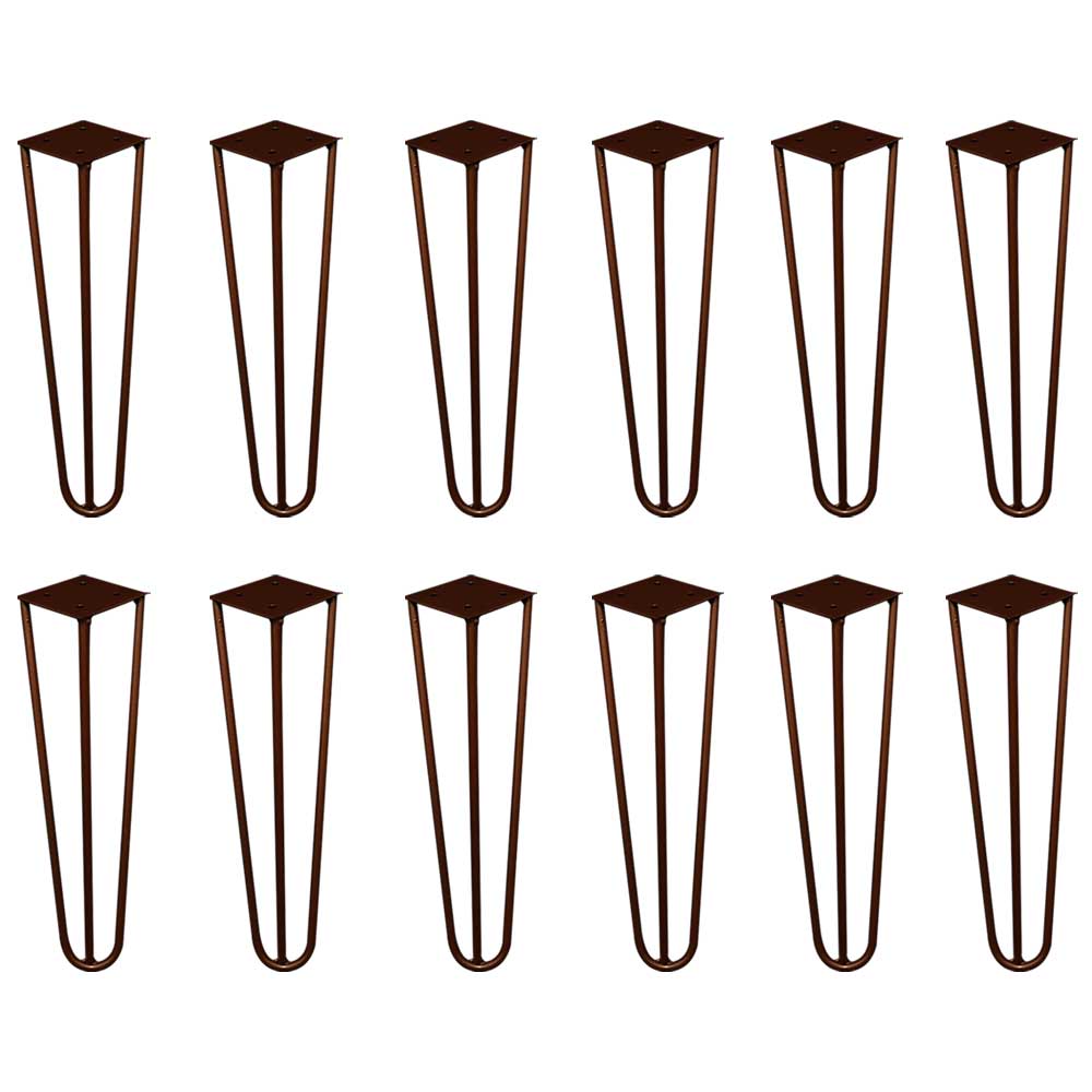 Kit 12 Pés de Metal 30 CM Hairpin Legs Mesa de Canto Rack e Puffs Bronze G41