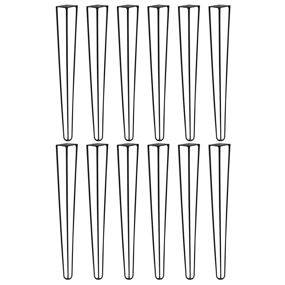 Kit 12 Pés de Metal 60 CM Hairpin Legs Mesa de Canto Aparador Preto G41
