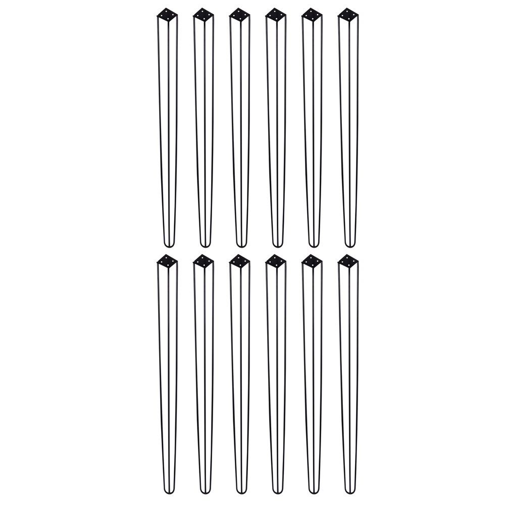 Kit 12 Pés de Metal 90 CM Hairpin Legs Aparador e Mesa de Canto Preto G41