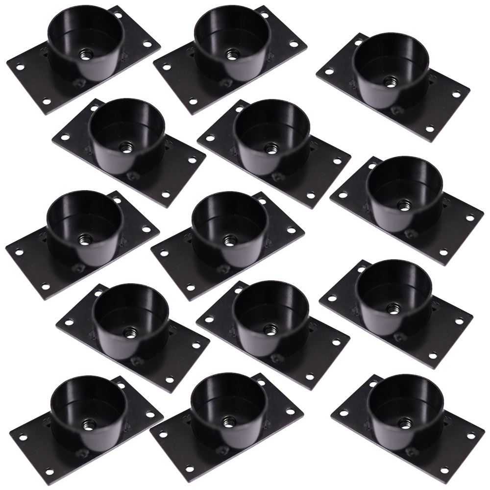 Kit 14 Chapinhas Chapa Reta com Tubo Fixação Pés Palito Rosca 5/16 Preto G59