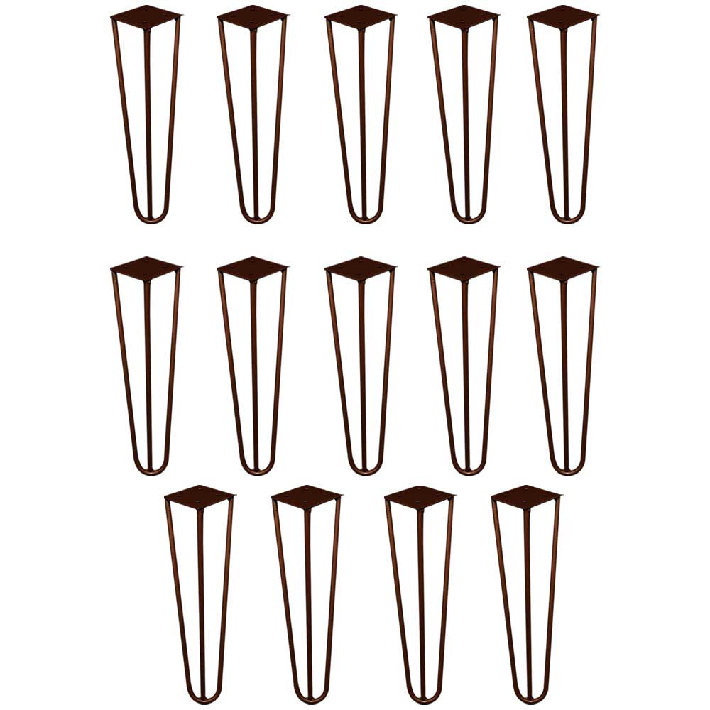 Kit 14 Pés de Metal 25 CM Hairpin Legs Rack e Puffs Bronze G41