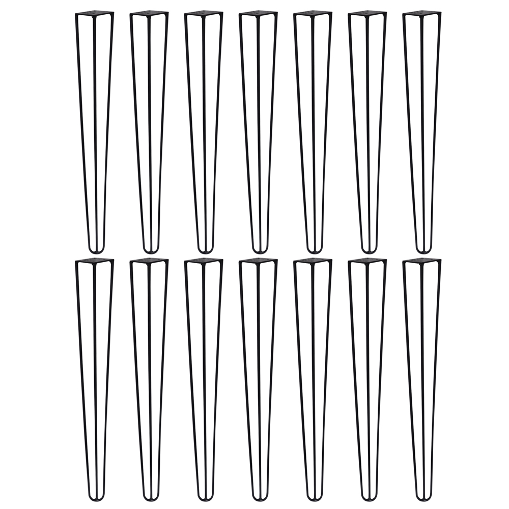 Kit 14 Pés de Metal 60 CM Hairpin Legs Mesa de Canto Aparador Preto G41