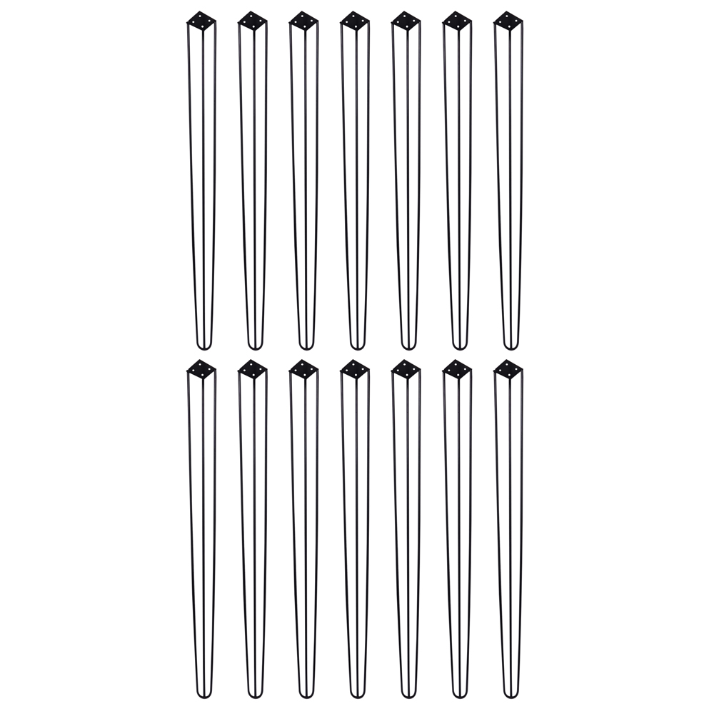 Kit 14 Pés de Metal 90 CM Hairpin Legs Aparador e Mesa de Canto Preto G41