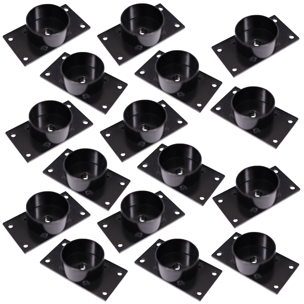 Kit 16 Chapinhas Chapa Reta com Tubo Fixação Pés Palito Rosca 5/16 Preto G59