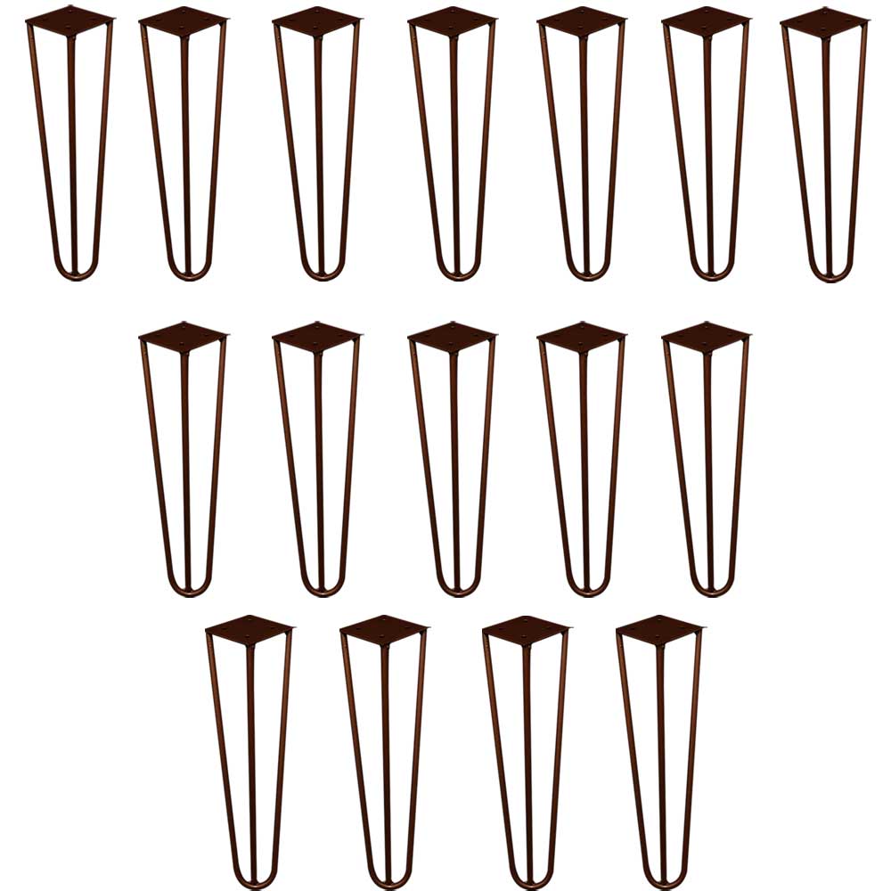 Kit 16 Pés de Metal 30 CM Hairpin Legs Mesa de Canto Rack e Puffs Bronze G41