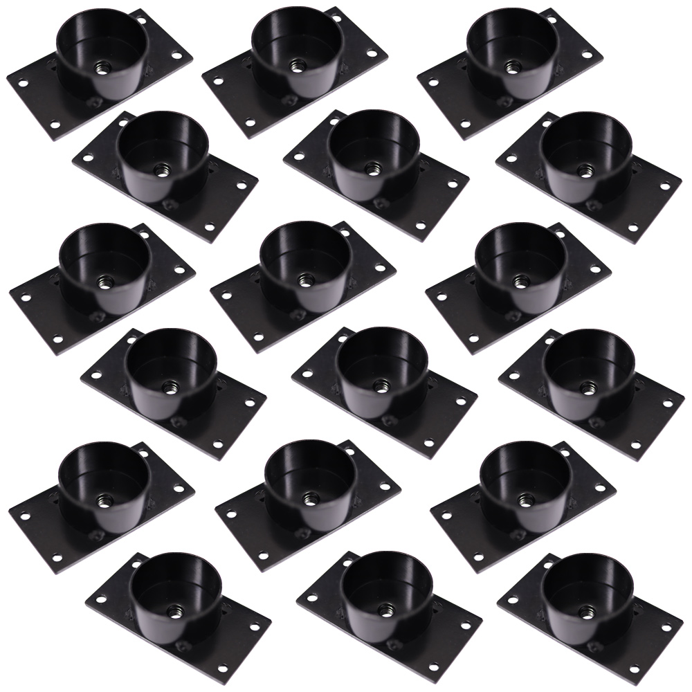Kit 18 Chapinhas Chapa Reta com Tubo Fixação Pés Palito Rosca 5/16 Preto G59
