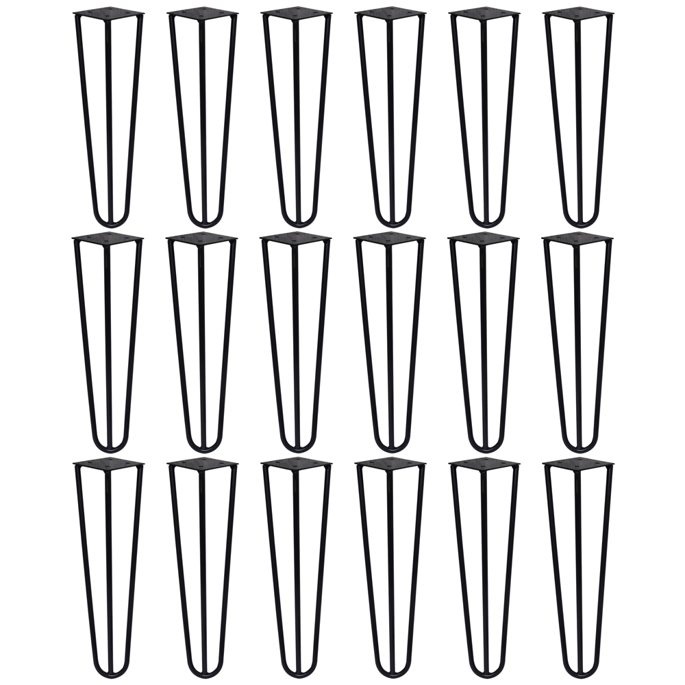 Kit 18 Pés de Metal 25 CM Hairpin Legs Mesas de Centro Puffs Preto G41