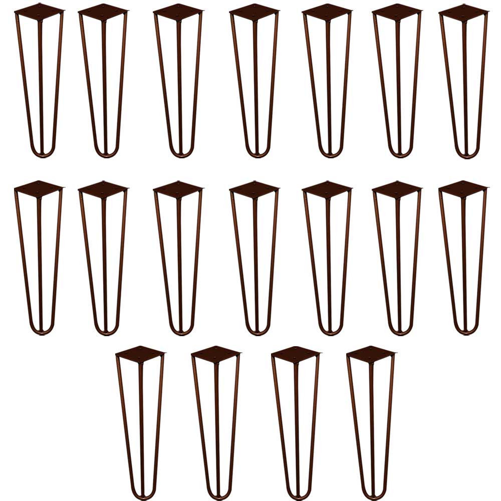 Kit 18 Pés de Metal 25 CM Hairpin Legs Rack e Puffs Bronze G41