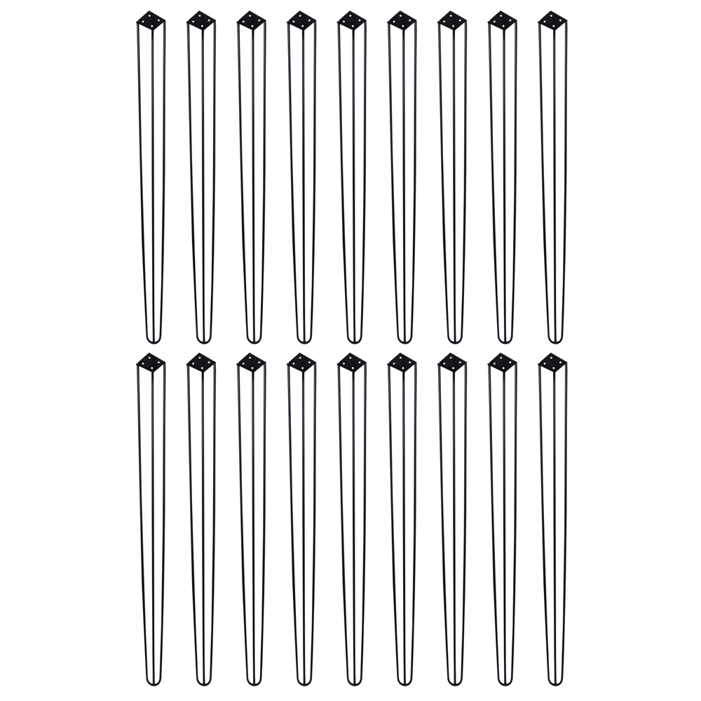 Kit 18 Pés de Metal 90 CM Hairpin Legs Aparador e Mesa de Canto Preto G41