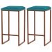 Kit 2 Banqueta Decorativa Billie Base Bronze Suede Azul Claro G41 - Gran Belo