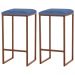 Kit 2 Banqueta Decorativa Billie Base Bronze Suede Azul Marinho G41 - Gran Belo