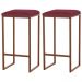 Kit 2 Banqueta Decorativa Billie Base Bronze Suede Bordô G41 - Gran Belo
