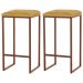 Kit 2 Banqueta Decorativa Billie Base Bronze Suede Mostarda G41 - Gran Belo