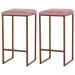 Kit 2 Banqueta Decorativa Billie Base Bronze Suede Rosa G41 - Gran Belo