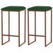 Kit 2 Banqueta Decorativa Billie Base Bronze Suede Verde G41 - Gran Belo