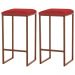 Kit 2 Banqueta Decorativa Billie Base Bronze Suede Vermelho G41 - Gran Belo