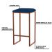 Kit 2 Banqueta Decorativa Billie Base Bronze Veludo Azul G41 - Gran Belo