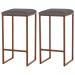 Kit 2 Banqueta Decorativa Billie Base Bronze Veludo Cinza G41 - Gran Belo