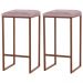 Kit 2 Banqueta Decorativa Billie Base Bronze Veludo Rosê G41 - Gran Belo