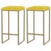 Kit 2 Banqueta Decorativa Billie Base Gold Suede Amarelo G41 - Gran Belo