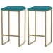 Kit 2 Banqueta Decorativa Billie Base Gold Suede Azul Claro G41 - Gran Belo