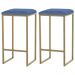 Kit 2 Banqueta Decorativa Billie Base Gold Suede Azul Marinho - Gran Belo