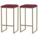 Kit 2 Banqueta Decorativa Billie Base Gold Suede Bordô G41 - Gran Belo