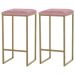 Kit 2 Banqueta Decorativa Billie Base Gold Suede Rosa G41 - Gran Belo