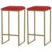 Kit 2 Banqueta Decorativa Billie Base Gold Suede Vermelho - Gran Belo